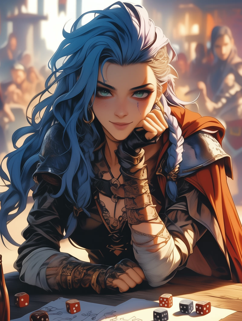 Digital illustration of someone rolling dice