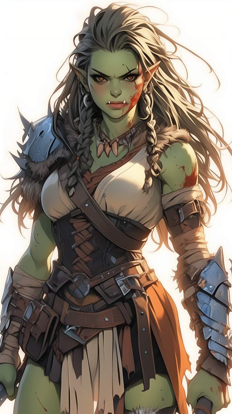 Green Orc female barbarian