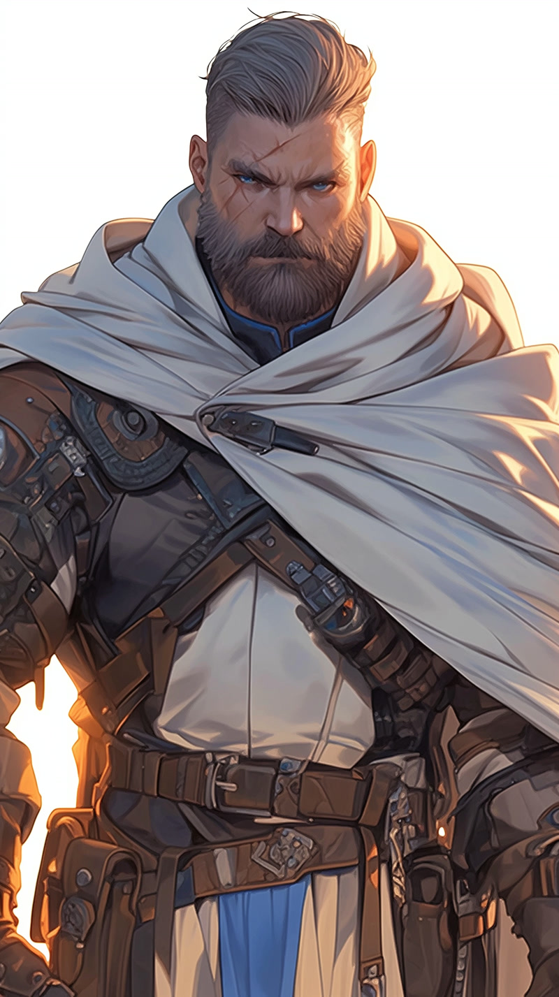 Space marine in robes and cloak